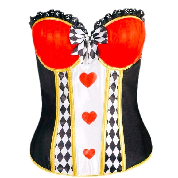 AMSCAN Red Queen Of Hearts Halloween Costume Corset Bustier Adult Size S/M - Picture 2 of 8